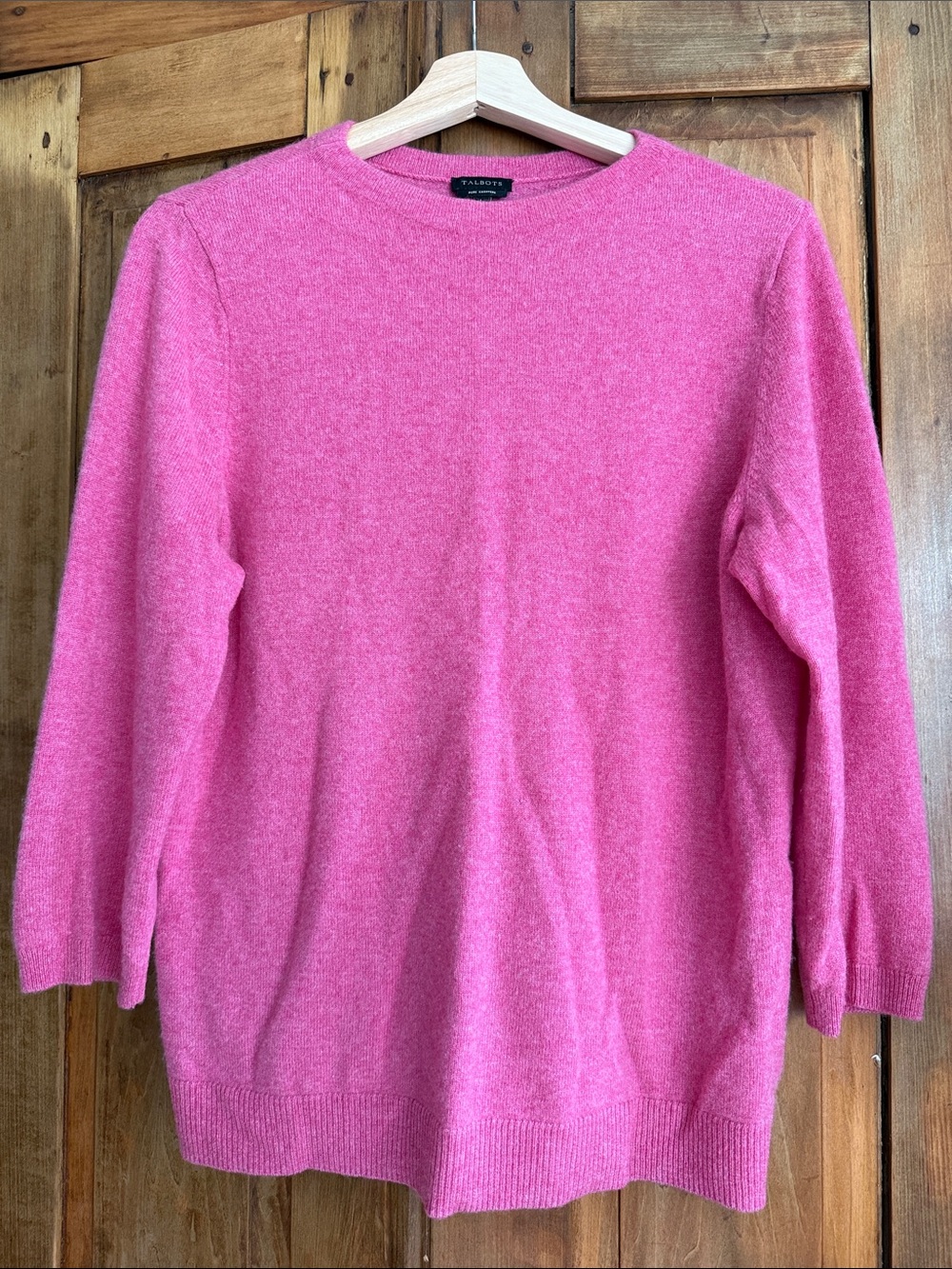 Talbots Cashmere Pink Crewneck L Knit Sweater Quiet Luxury Comfort Office
